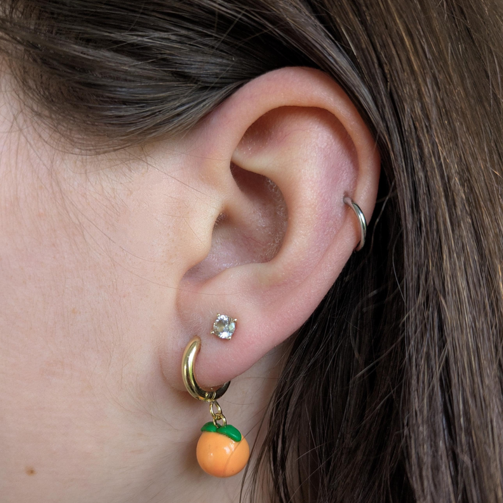 gold hoop peach earrings
