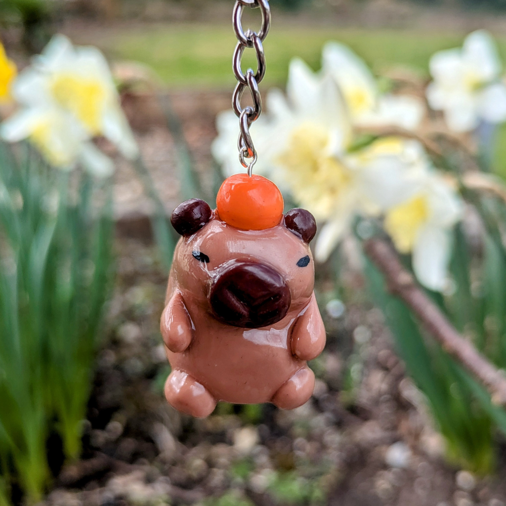 Polymer Clay Capybara Keychain