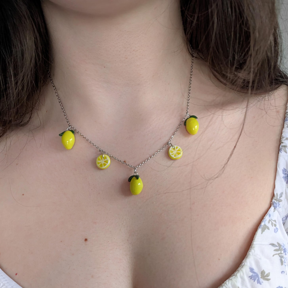 lemon charm necklace