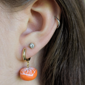 gold hoop mandarin charm earrings