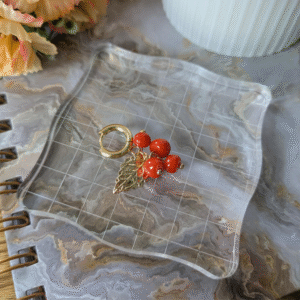 gold hoop redcurrant charm earrings